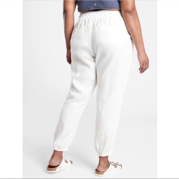 Athleta Cabo Linen Jogger Pants White 4 - Picture 2 of 16